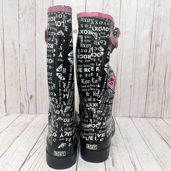 New in Box Roxy Puddles Rain Boots Text Print Size 10 - Picture 5 of 13